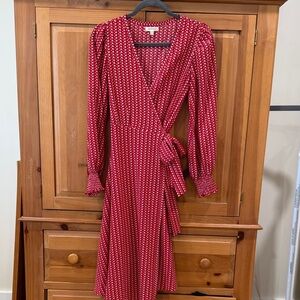 Max Studio Crimson Wrap Long Sleeve Dress